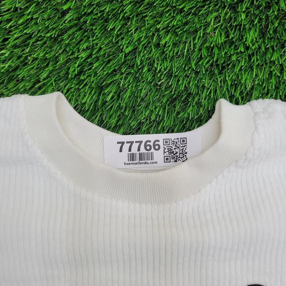 Champion Cropped Sweater Womens Large 21x18 Ivory Ribbed - Picture 13 of 16